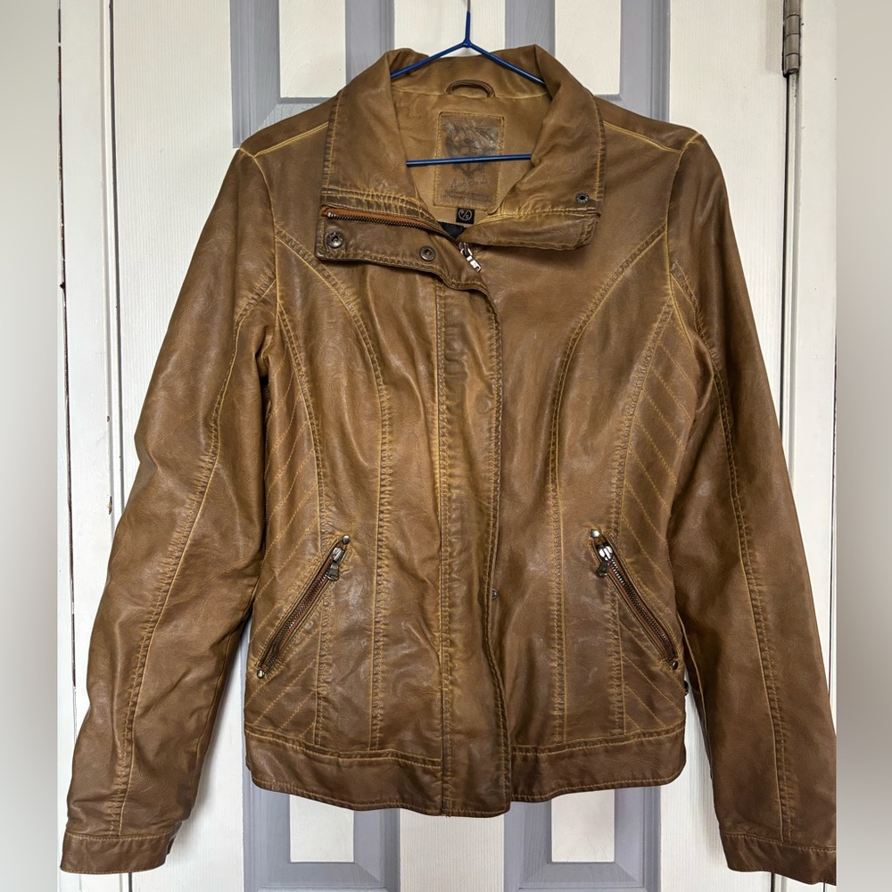 Point Zero Tan Faux Leather Jacket